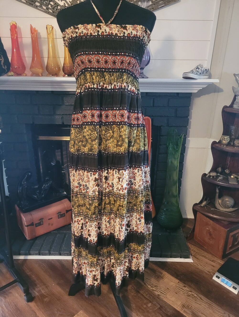 Vintage Westside Designs Bohemian Strapless Maxi Dress